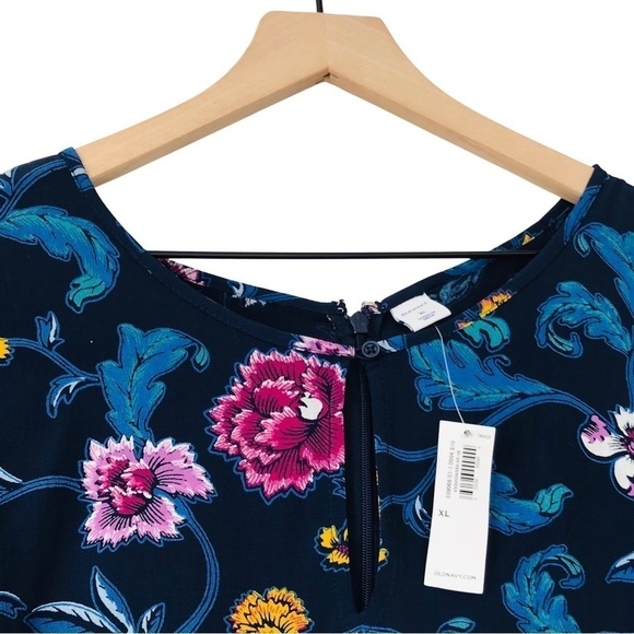 New! Old Navy Bohemian Smocked Blue Floral Fit & Flare Dress - Picture 9 of 11